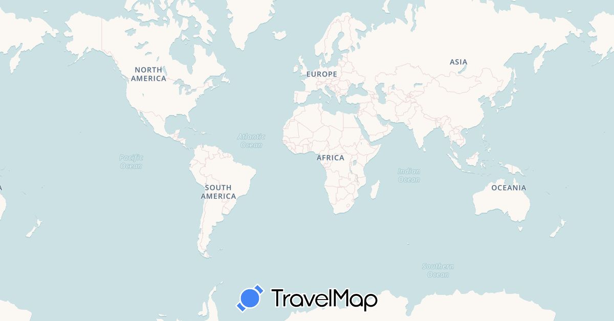 TravelMap itinerary: bus, plane, train, hiking, boat, bus in France, Latvia, Russia (Europe)